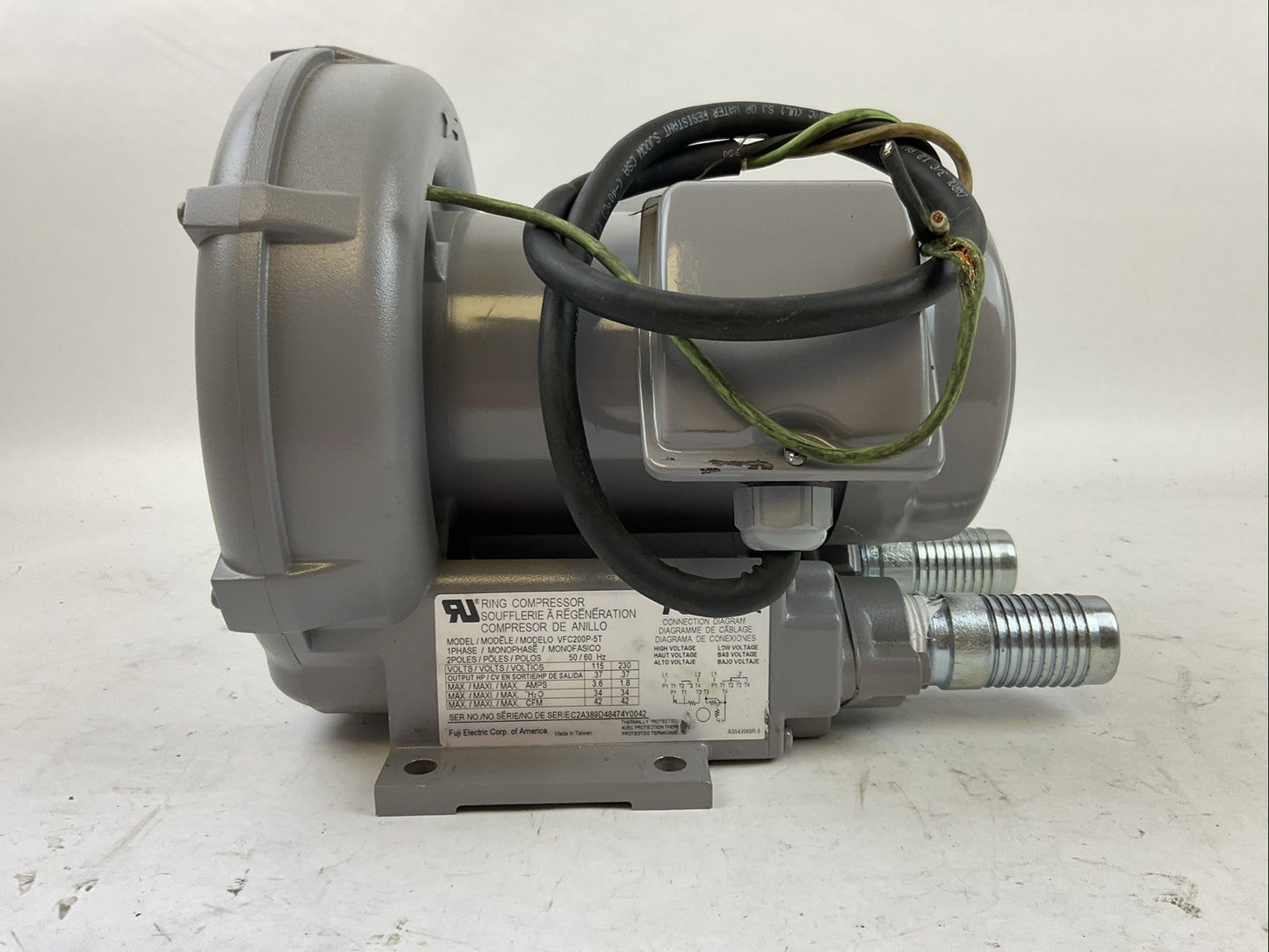 FUJI VFC200P-5T RING COMPRESSOR 1PH 2POLE 50/60HZ 115/230V 0.37HP 3.6/1.8AMPS0