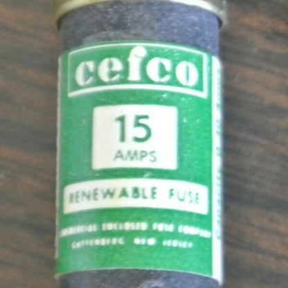 BOX of 10 / CEFCO R15 RENEWABLE FUSES / 15A / 250V / NEW SURPLUS1