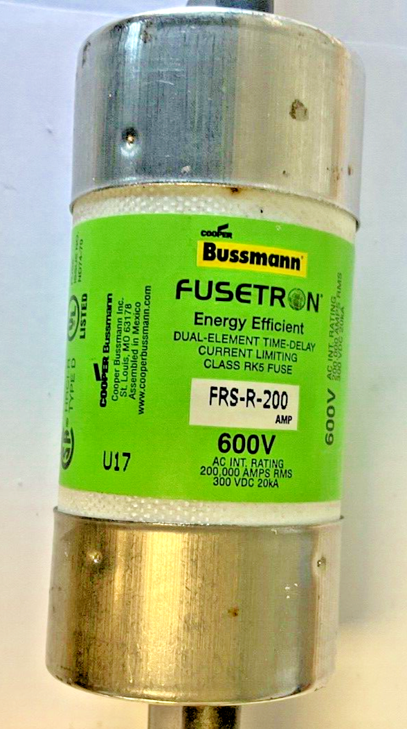 BUSSMANN FRS-R-200 FUSETRON 200AMP FUSE 600VAC 300VDC 20KA***LOTOF3***2