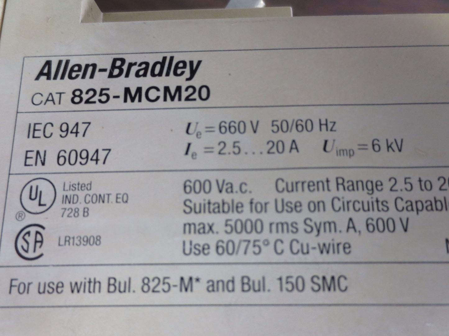 ALLEN-BRADLEY 825-MCM20 Ser. A - CONVERTER - 600V, 50/60 Hz, 20A1