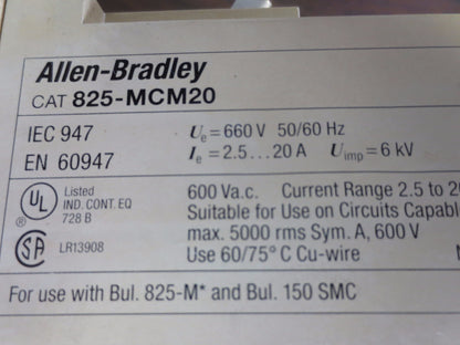 ALLEN-BRADLEY 825-MCM20 Ser. A - CONVERTER - 600V, 50/60 Hz, 20A1