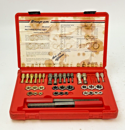 SNAP-ON - RTD40 - RETHREADING SET - MISSING NC 3/8, 7/16 TAP, NF 1/4 DIE, 1 FILE1