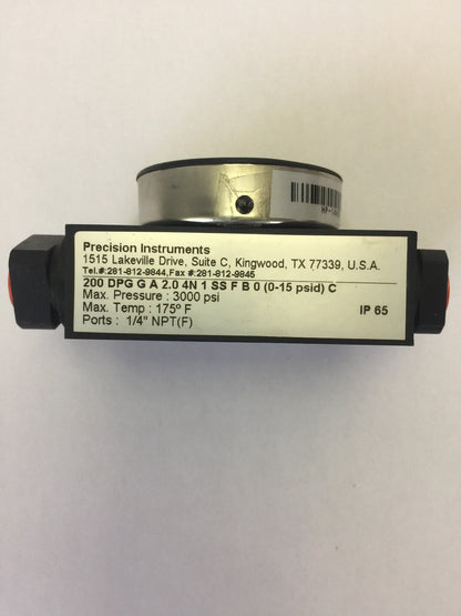 PRECISION 200DPGGA2.04N1SSFB0 (0-15 PSID) C DIFFERENTIAL PRESSURE PLUS1