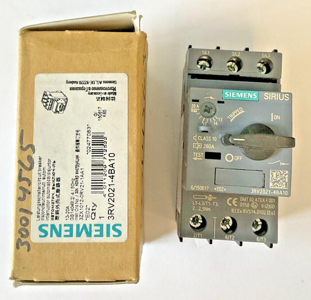SIEMENS 3RV2021-4BA10 MOTOR CONTROL 13-20A 50HZ0