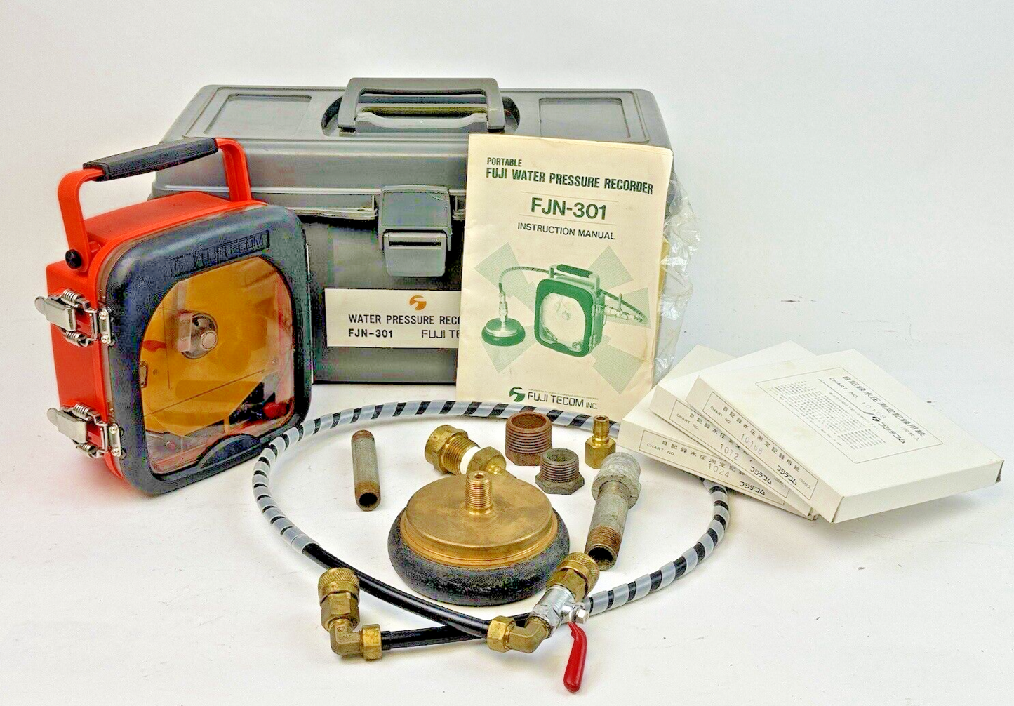 FUJI TECOM - FJN-301 - PORTABLE FUJI WATER PRESSURE RECORDER W/ TUBES & PAPER0
