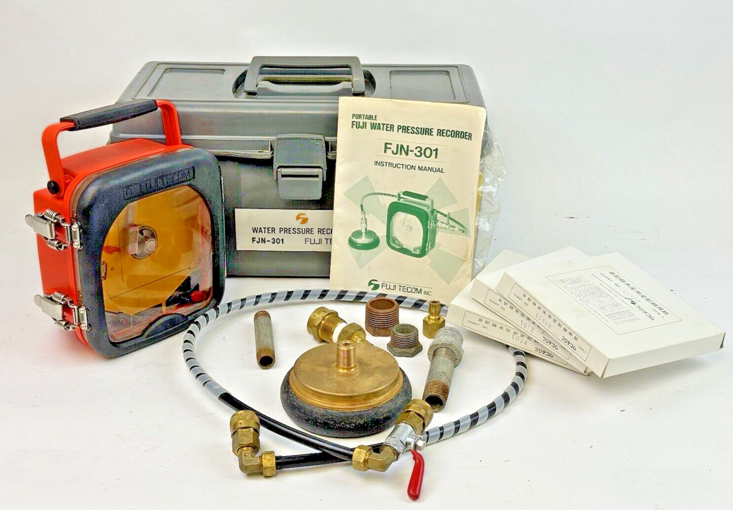 FUJI TECOM - FJN-301 - PORTABLE FUJI WATER PRESSURE RECORDER W/ TUBES & PAPER0