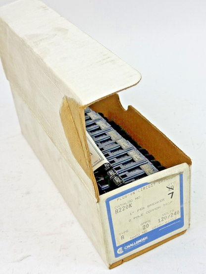 CHALLENGER *BOX OF 7* - A220K - COM. TRIP CIRCUIT BREAKERS -2 POLE/20 A/240 VAC0