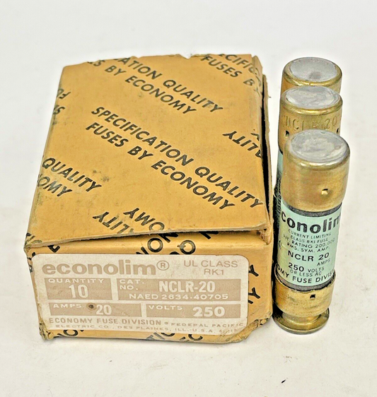 ECONOLIM *BOX OF 3* - NCLR 20 - 20 AMP, 250 VAC, CURRENT-LIMITING CLASS RK1 FUSE0