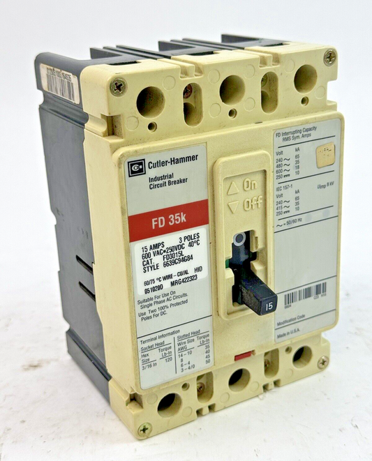 EATON / CUTLER-HAMMMER - FD3015L - CIRCUIT BREAKER - 3 POLE/ 15 A/ 600 VAC0