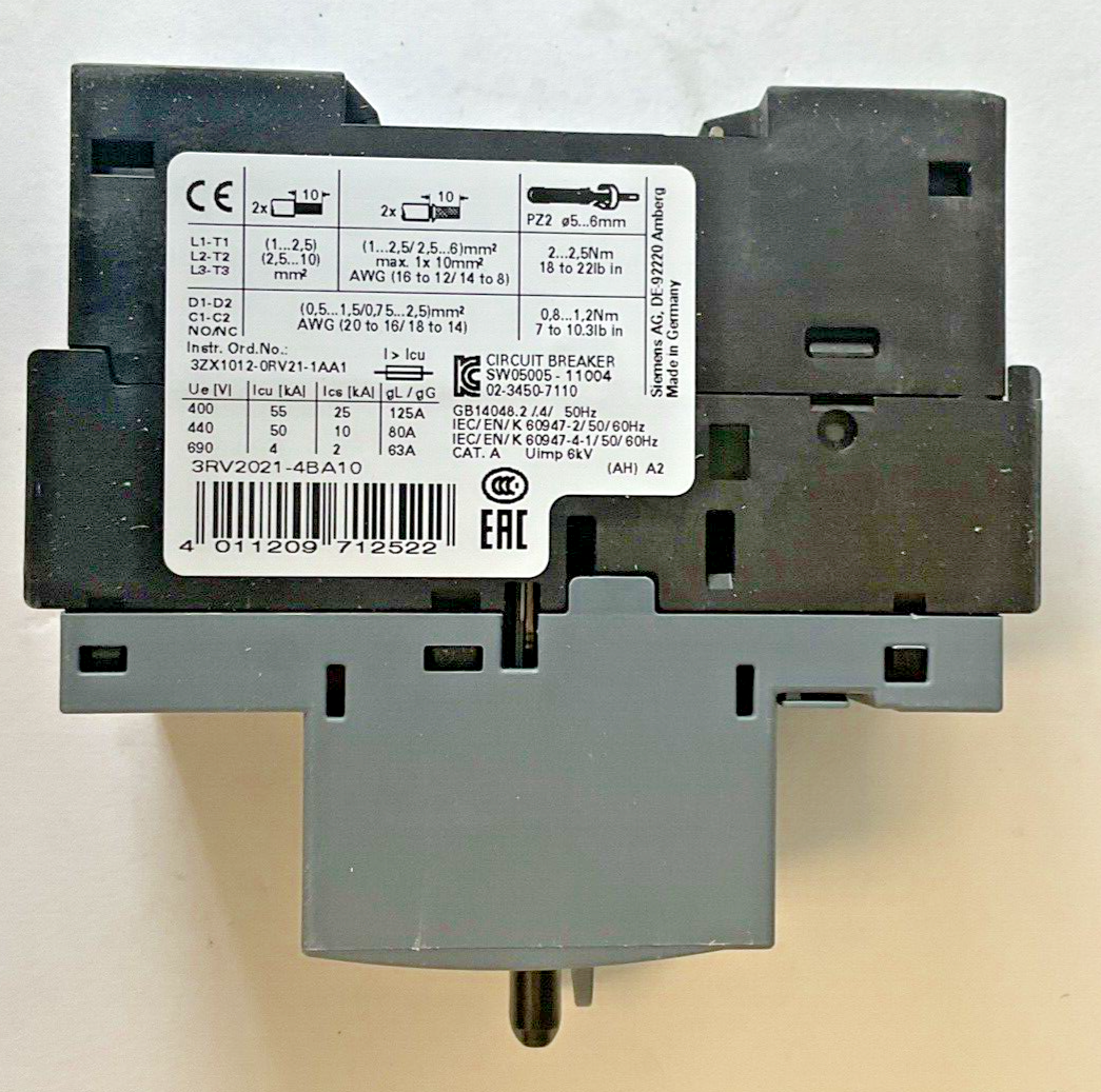 SIEMENS 3RV2021-4BA10 MOTOR CONTROL 13-20A 50HZ3