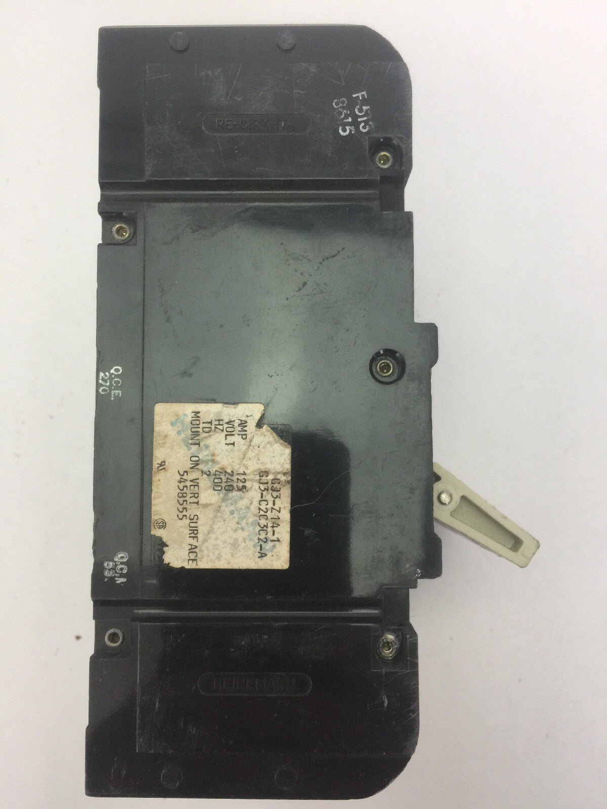 HEINEMANN GJ3-C2C3C2-A CIRCUIT BREAKER 125AMP 240V 3POLE 400HZ 2TD GJ3-Z14-13