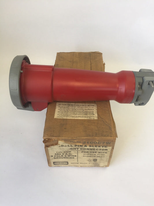 HUBBELL 3100C7W PIN & SLEEVE WATERTIGHT CONNECTOR 100AMP 480VAC 2POLE 3 WIRE0