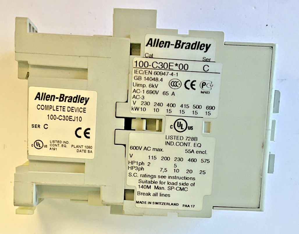 ALLEN BRADLEY 100-C30E*00 CONTACTOR SER.C 600VAC 55A3