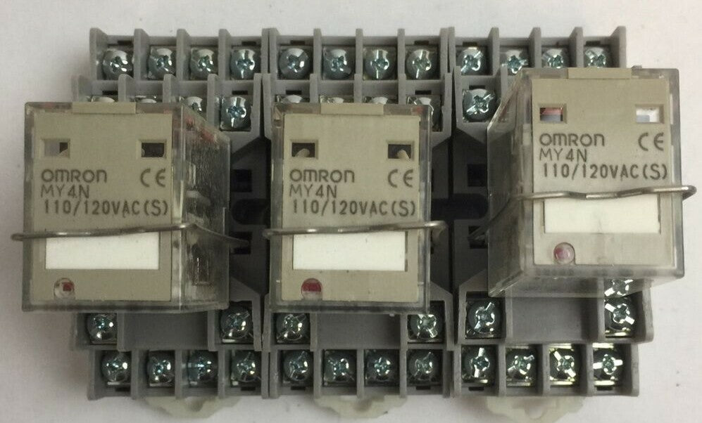 OMRON MY4N RELAY 110/120VAC PYF14A-C SOCKET SCREW TERMINAL 300V 10A (LOT OF 3)0