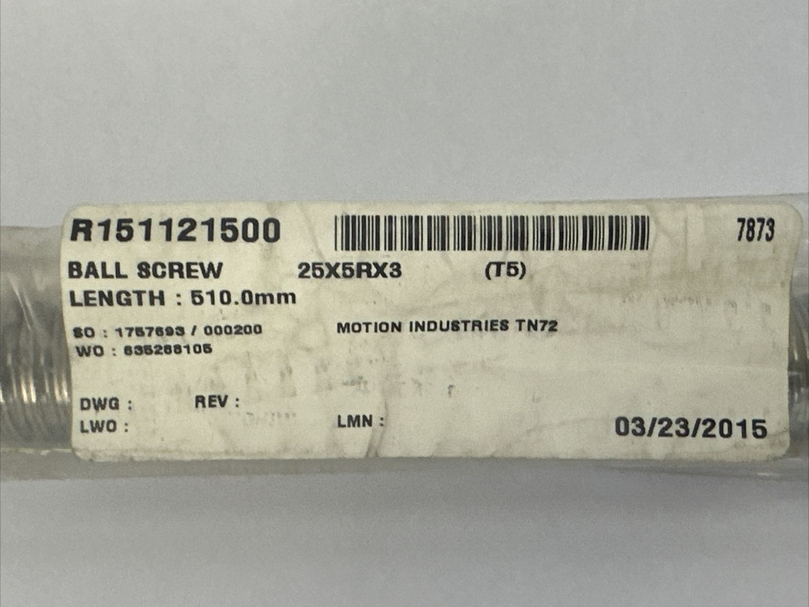 REXROTH R151121500 BALL SCREW 25X5RX31