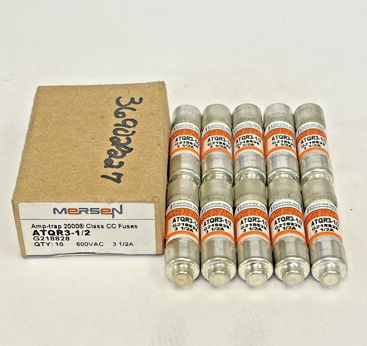 MERSEN - *BOX OF 10* - ATQR3-1/2- 3.5 AMP, 600 VAC, TIME-DELAY,AMP-TRAP,CLASS CC0