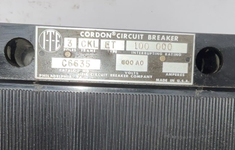 ITE C6635 CIRCUIT BREAKER 600VAC 400A  TRIP CLK FRAME TYPE ET1