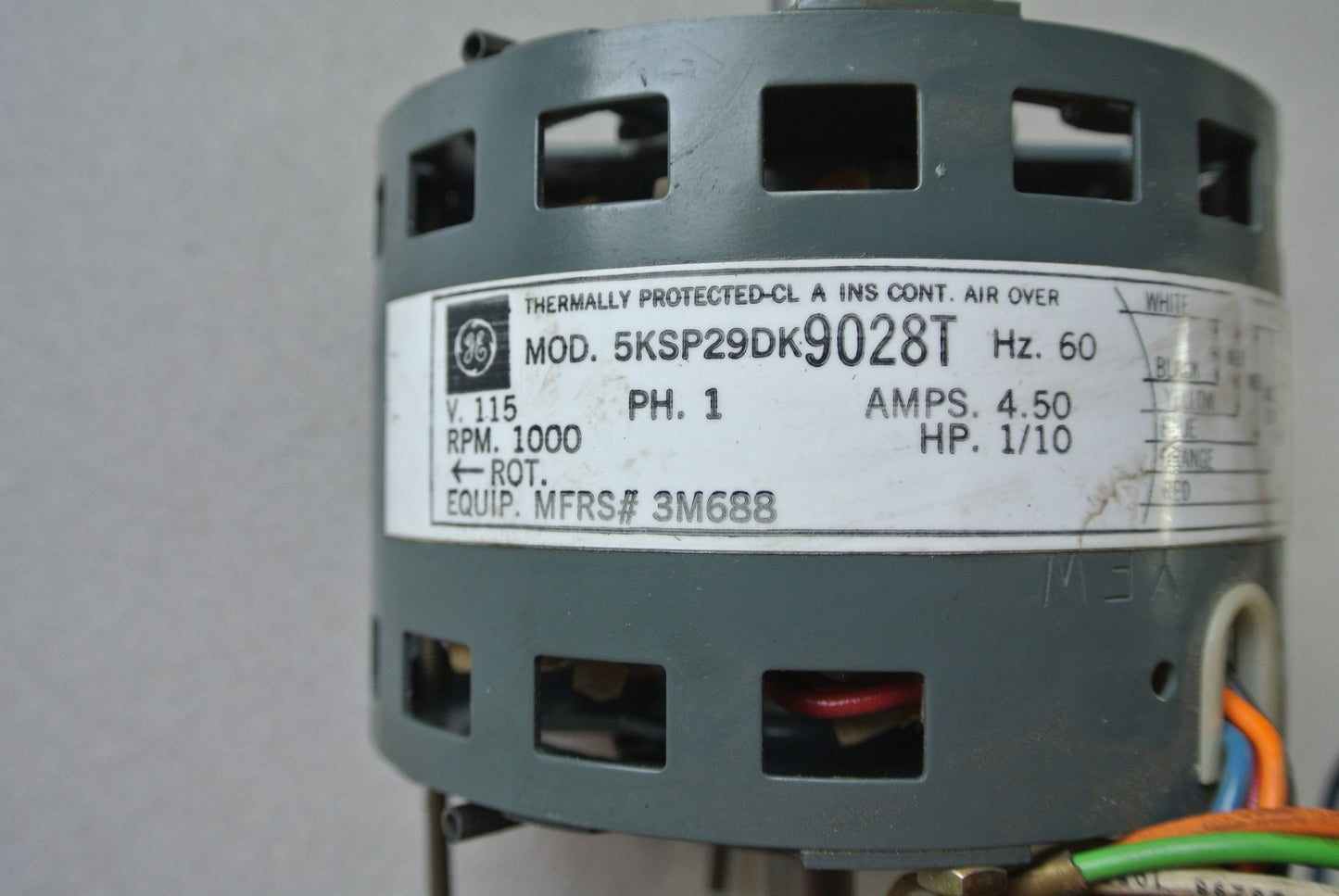 GE 5KSP29DK9028T ELECTRIC MOTOR - 115V, 60Hz, 1 PHASE , 1000 RPM, 4.5A, 1/10HP3