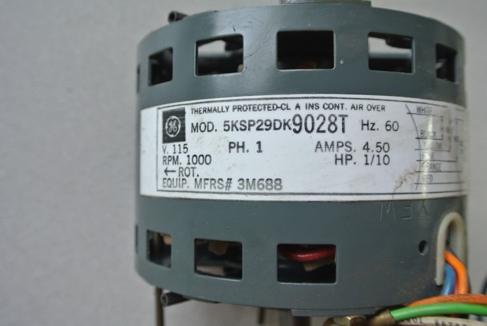 GE 5KSP29DK9028T ELECTRIC MOTOR - 115V, 60Hz, 1 PHASE , 1000 RPM, 4.5A, 1/10HP3