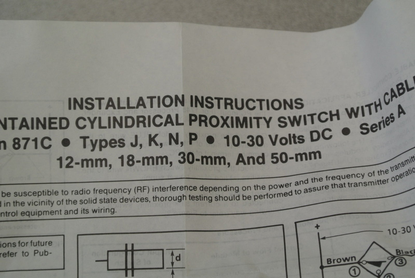 ALLEN-BRADLEY 871C-K10A30 CYLINDRICAL INDUCTIVE PROXIMITY SWITCH / 10-30VDC 30mm5