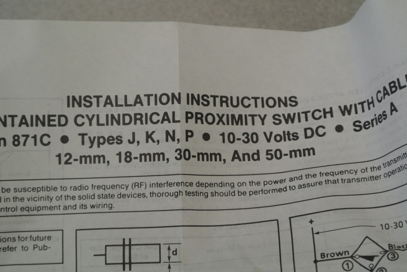 ALLEN-BRADLEY 871C-K10A30 CYLINDRICAL INDUCTIVE PROXIMITY SWITCH / 10-30VDC 30mm5