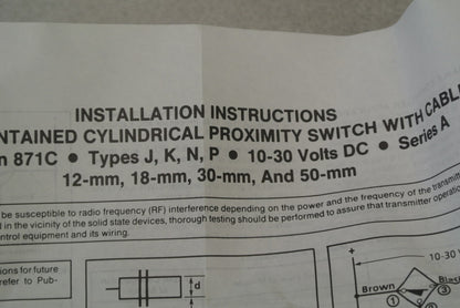 ALLEN-BRADLEY 871C-K10A30 CYLINDRICAL INDUCTIVE PROXIMITY SWITCH / 10-30VDC 30mm5