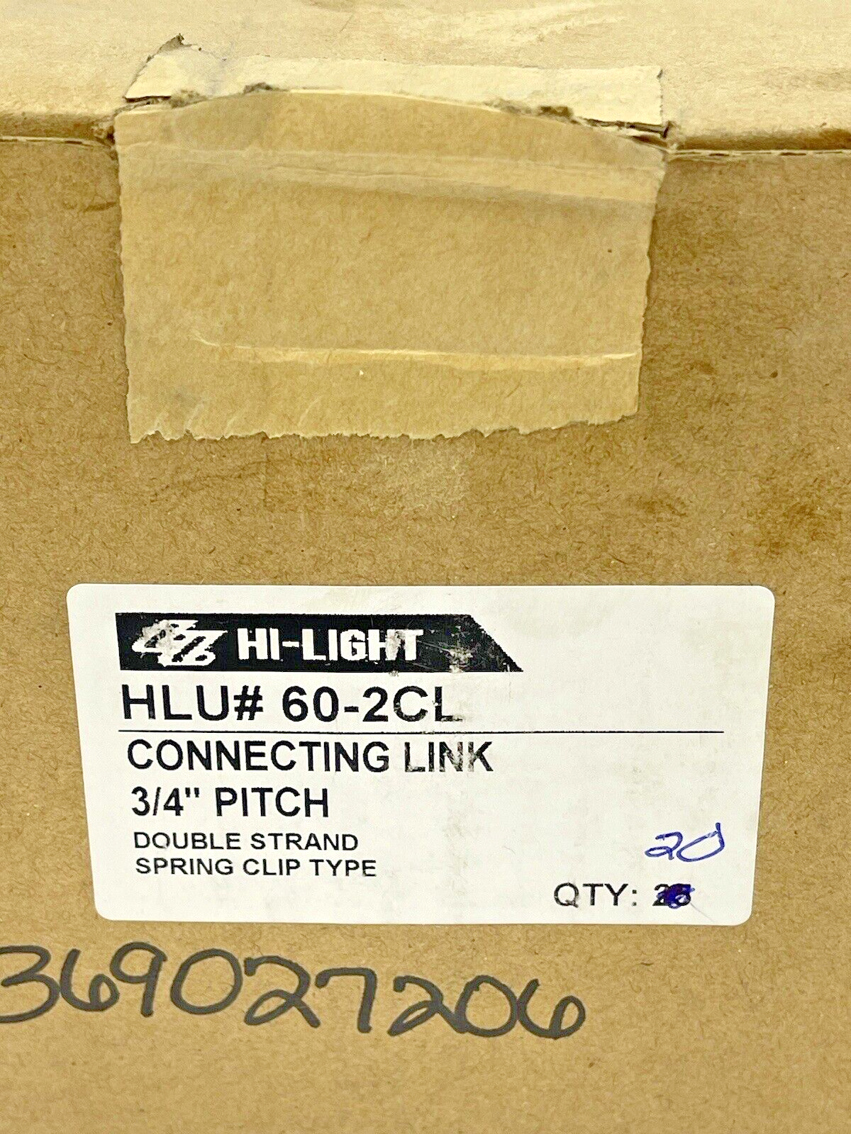 BOX OF 20 - HLU# 60-2CL - CONNECTING LINK 3/4" PITCH - DOUBLE STRAND SPRING CLIP2