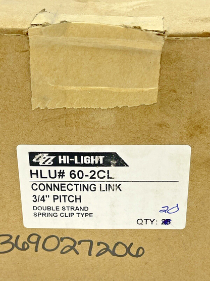 BOX OF 20 - HLU# 60-2CL - CONNECTING LINK 3/4" PITCH - DOUBLE STRAND SPRING CLIP2
