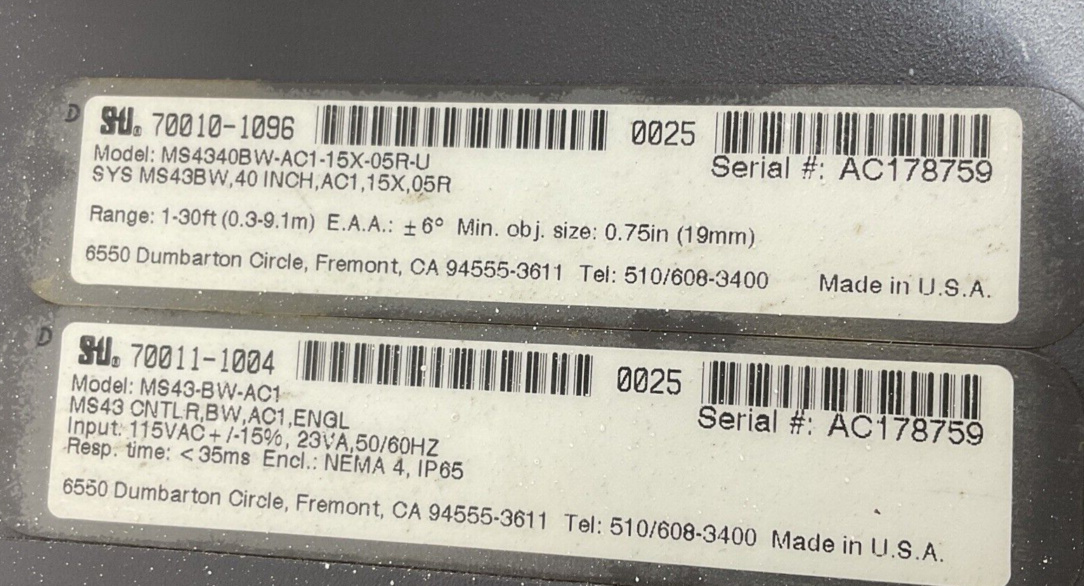 STI MS4340BW-AC1-15X-05R-U SAFETY SCREEN CONTROLLER MS43-BW-AC11