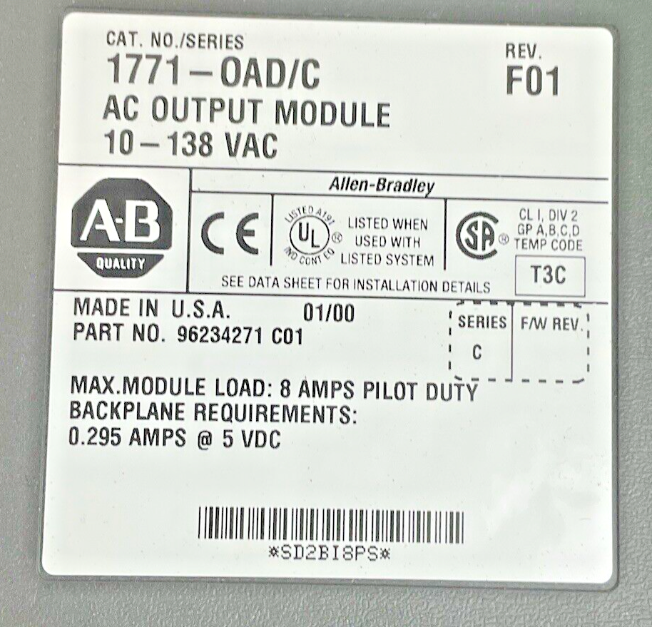 1771-OAD/C OUTPUT MODULE REV.F01 SER.C1