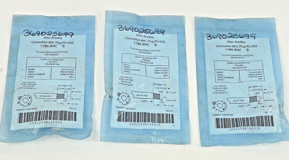 LOT OF 3 - ALLEN BRADLEY - 1786-BNC B - CONTROLNET BNC PLUG RG-6QS4