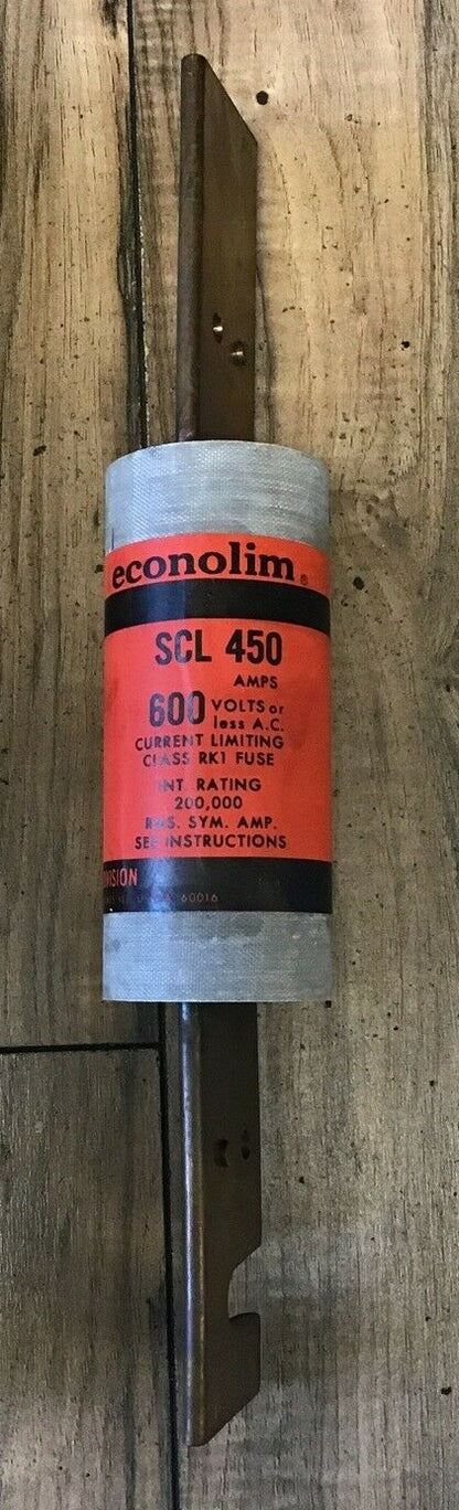 FEDERAL PACIFIC ECONOLIM SCL450 CLASS RK1 FUSE 450A 600V CURRENT LIMITING1