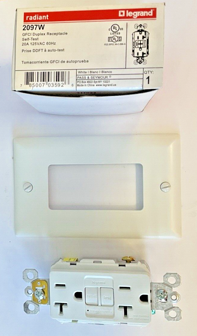 LEGRAND 2097W GFCI DUPLEX RECEPTACLE 20A 125VAC 60HZ RADIANT****LOTOF5****0