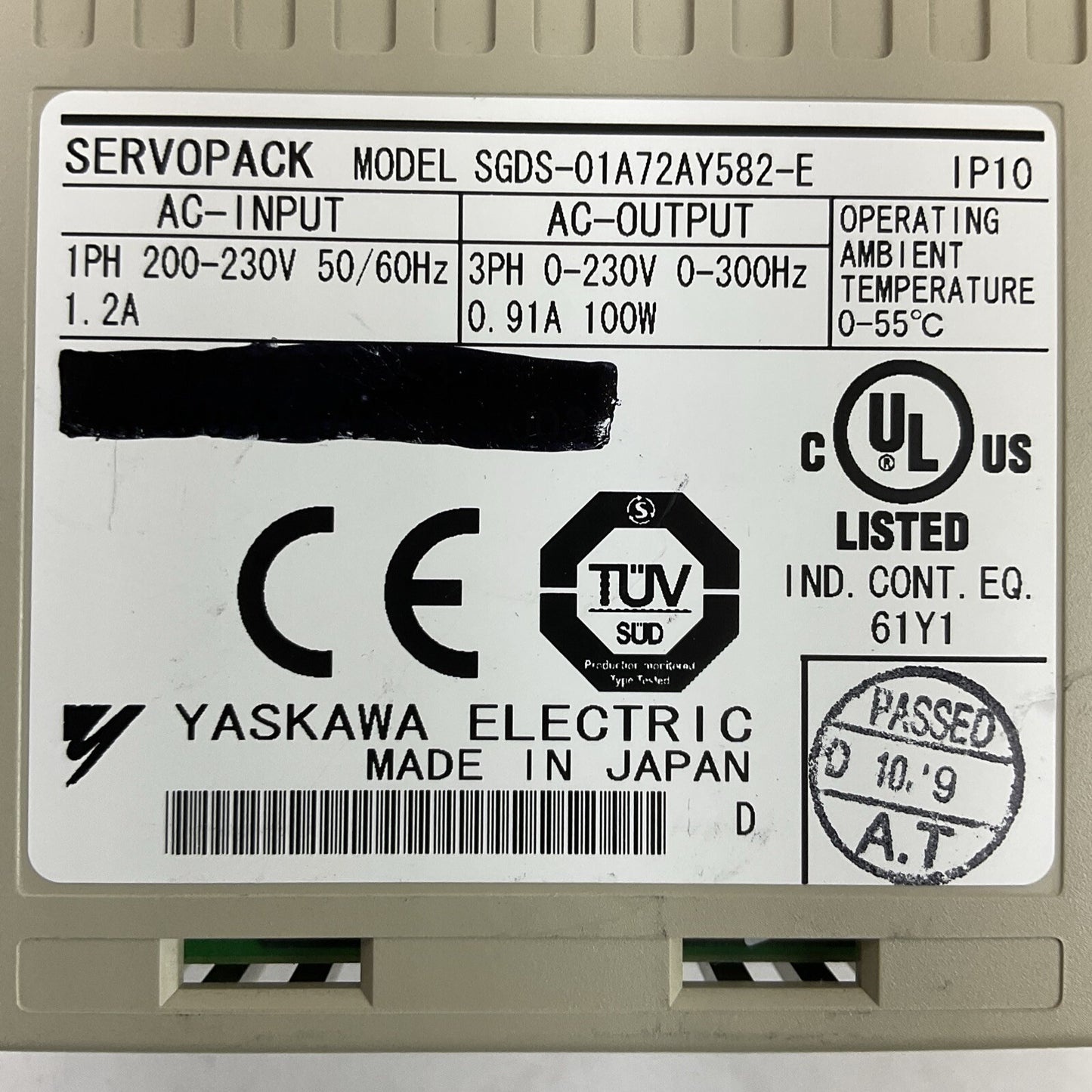 YASKAWA SGDS-01A72AY582-E SERVOPACK 230VAC SERVO DRIVE1