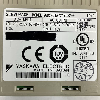 YASKAWA SGDS-01A72AY582-E SERVOPACK 230VAC SERVO DRIVE1