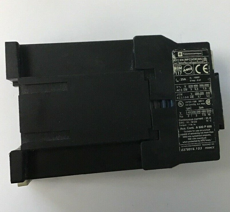 Telemecanique LP1-D12-10 Contactor 24v-dc 25a Amp 7-1/2hp Ac1