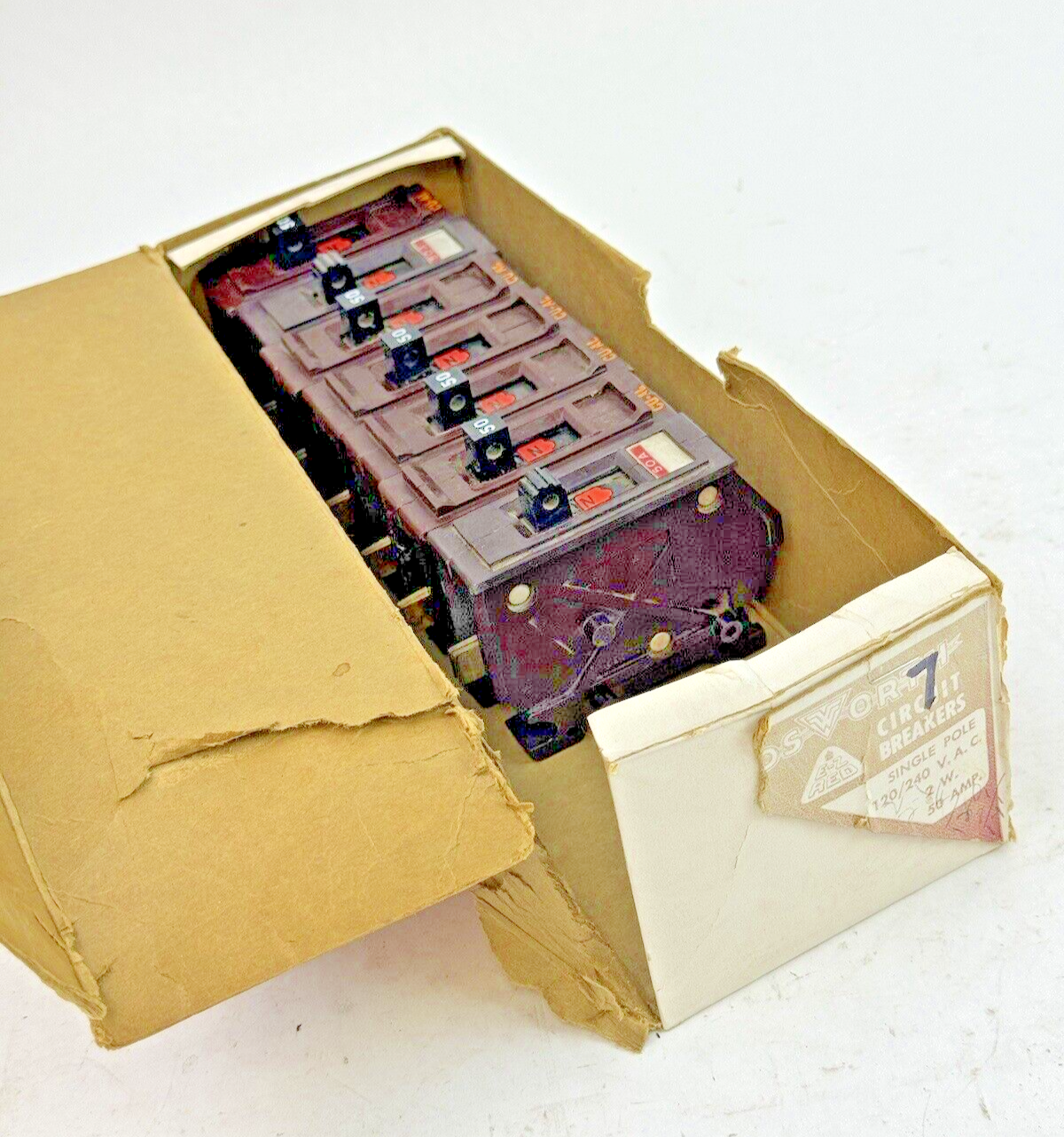 WADSWORTH **BOX OF 7** A50 - CIRCUIT BREAKERS - 1 POLE, 120/240 VAC, 50 A1