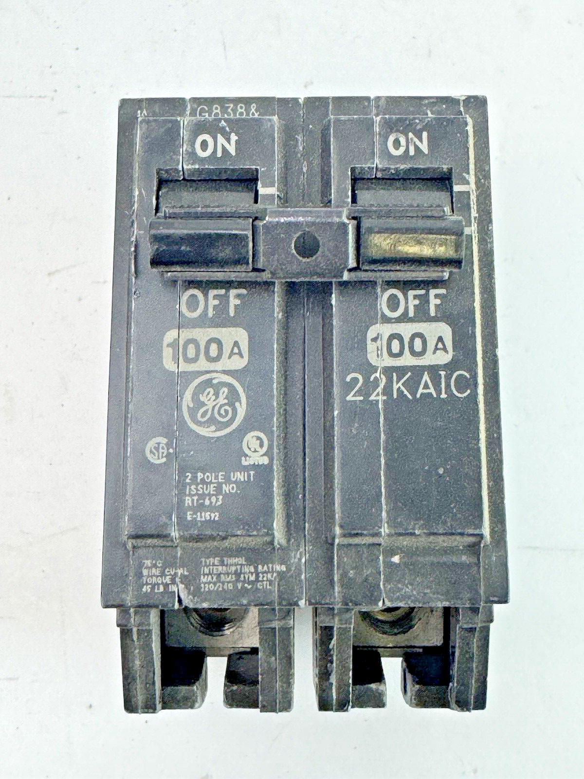 GE - THQL2100 - COMMON TRIP CIRCUIT BREAKER - 2 POLE, 100 A, 240 VAC2