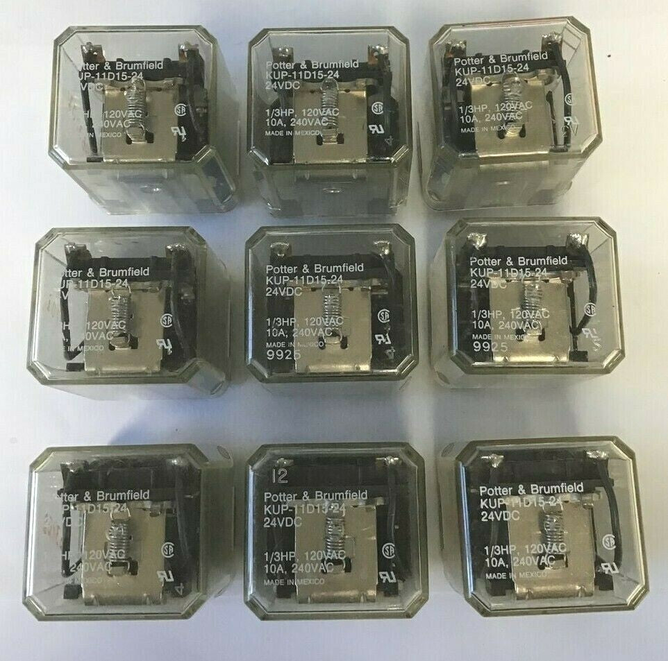  POTTER&BRUMFIELD KUP-11D15-24 RELAY 24VDC 10A 240VAC 1/3HP ***LOTOF9***0