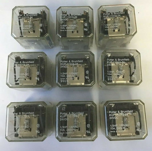  POTTER&BRUMFIELD KUP-11D15-24 RELAY 24VDC 10A 240VAC 1/3HP ***LOTOF9***0