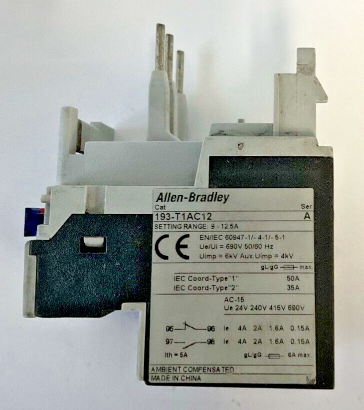 ALLEN BRADLEY 193-T1AC12 OVERLOAD RELAY SER.A 9-12.5A5