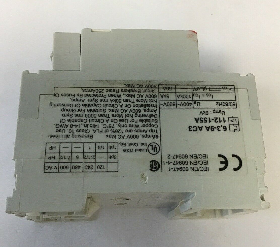 ABB MS 325 MANUAL MOTOR STARTED CIRCUIT PROTECTOR 9.0A1
