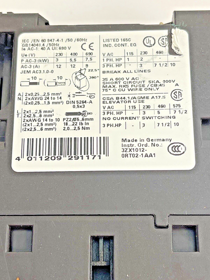 SIEMENS - 3RT1024-3B..0 & 3RH1921-2HA22 & 3RT1926-1BB00 W/ 24VDC COIL6