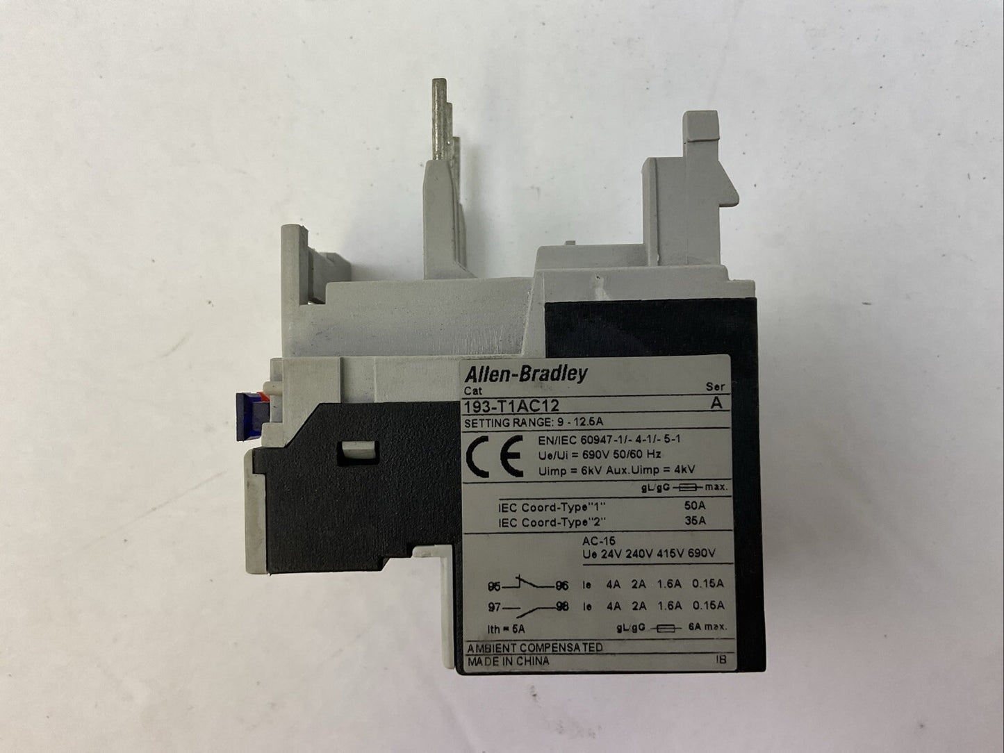 ALLEN BRADLEY 193-T1AC12 SER A OVERLOAD RELAY 9-12.5A1