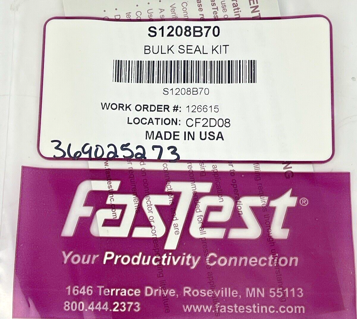 FasTest - BULK SEAL KIT - S1208B70 - O-RING REPLACEMENT (5 INCLUDED IN KIT)1