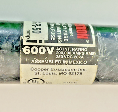 BUSSMANN FRS-R-50 FUSETRON FUSE CLASS RK5 600VAC 250VDC ***LOTOF6***4