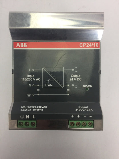 ABB CP-24/10 POWER SUPPLY INPUT 93-132/187-264VAC 47-63HZ 4.3A OUTPUT 24VDC 10A0