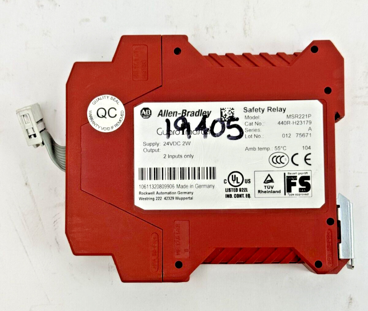 ALLEN-BRADLEY - 440R-H23179 - SAFETY RELAY - MSR221P - SUPPLY 24VDC 2W2