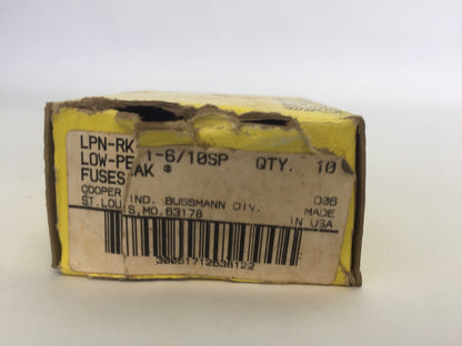 LOW-PEAK LPN-RK-1-6/10SP DUAL ELEMENT TIME-DELAY FUSE 1-6/10A 250VAC (BOX OF 10)1