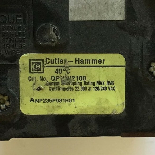 WESTINGHOUSE QPHW2100 CIRCUIT BREAKER 120/240VAC 2POLE 100AMP3